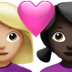 👩🏼‍❤️‍👩🏿 couple with heart: woman, woman, medium-light skin tone, dark skin tone display on Apple